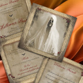 シンプル幽霊のよく出る気味の幽霊ハロウィーン 三つ折り招待状