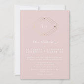 シンプル幾何モダン金ゴールド赤面ピンク結婚ス 招待状 (正面)