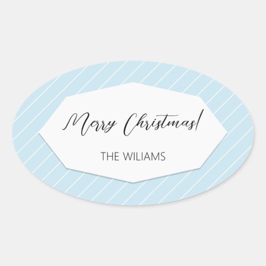 シンプル幾何モダン青 楕円形シール (正面)