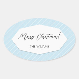 シンプル幾何モダン青 楕円形シール