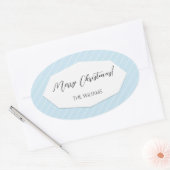 シンプル幾何モダン青 楕円形シール (封筒)