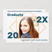 シンプル幾何写真卒業招待状 招待状 (正面/裏面)