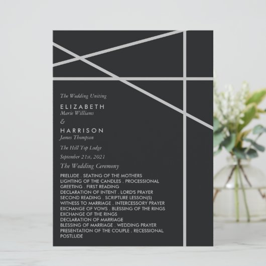 シンプル幾何学スタイルの結婚式 プログラム (スタンド正面)