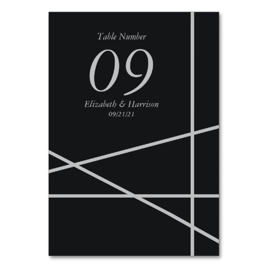 シンプル幾何学的スタイル結婚の テーブルナンバー (裏面)