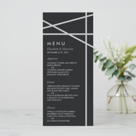 シンプル幾何学的スタイル結婚の メニュー (スタンド正面)