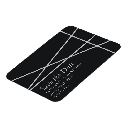 シンプル幾何学的スタイル結婚式の日付の保存 マグネット (左側)