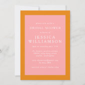 シンプル幾何学的ピンクとオレンジのブライダルシャワー 招待状 (正面)