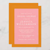 シンプル幾何学的ピンクとオレンジのブライダルシャワー 招待状 (正面/裏面)