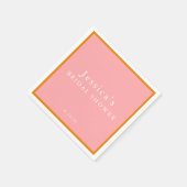 シンプル幾何学的ピンクオレンジカスタムブライダルシャワー スタンダードカクテルナプキン (角)