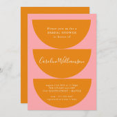 シンプル幾何学的ピンクオレンジモダンブライダルシャワー 招待状 (正面/裏面)