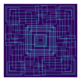 シンプル幾何学的ブルーデザイン ポスター