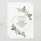 シンプル幾何結婚植物学 招待状 (正面/裏面)