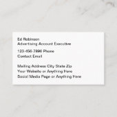 シンプル広告のアカウントエグゼクティブ名刺 名刺 (正面)