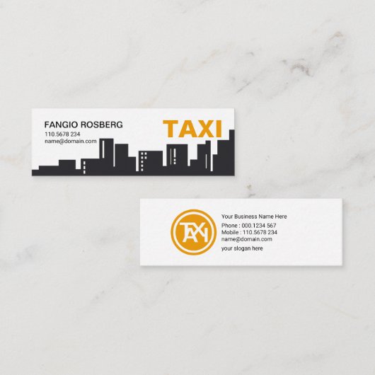 シンプル建物シルエット輸送タクシー スキニー名刺 (正面/裏面)