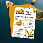 シンプル建築トラックの子供かわいい2歳の誕生日 招待状