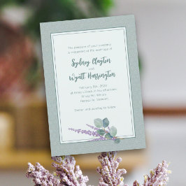 シンプル式ユーカリ葉プ結婚ス 招待状