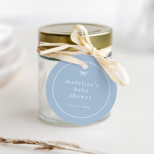 シンプル弓ほこりっぽい青い男の子の赤ちゃん フェイバータグ