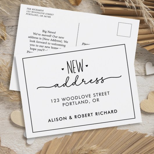 シンプル引っ越しましたの新しいアドレスの移動のお知らせ ポストカード
