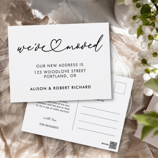 シンプル引っ越しましたの新しいアドレスの移動のお知らせ ポストカード