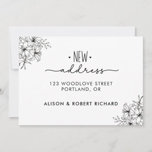 シンプル引っ越しましたの新しいアドレスの移動のお知らせ 案内状 (正面)