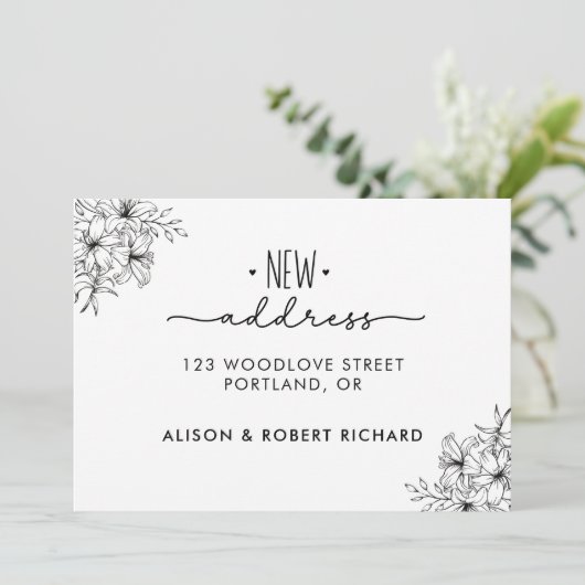 シンプル引っ越しましたの新しいアドレスの移動のお知らせ 案内状 (スタンド正面)