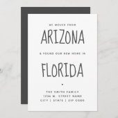 シンプル引っ越しましたニューモダンホームフロリダ 案内状 (正面/裏面)