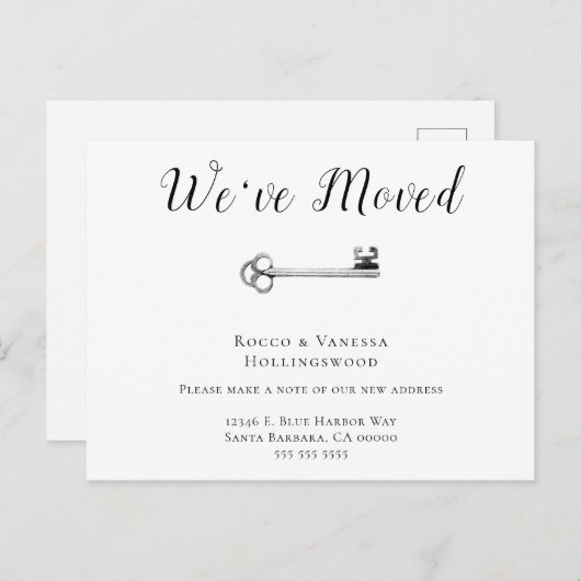 シンプル引っ越しました鍵移動 案内ポストカード (正面/裏面)
