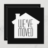 シンプル引っ越し祝いパーティーモダンパーティの招待状ブラック 招待状 (正面/裏面)