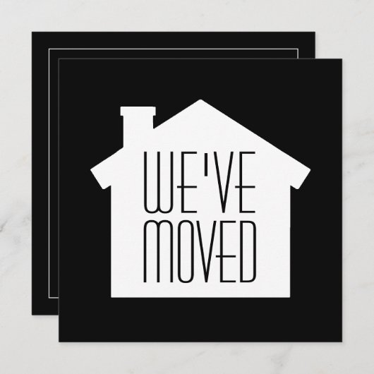 シンプル引っ越し祝いパーティーモダンパーティの招待状ブラック 招待状 (正面/裏面)