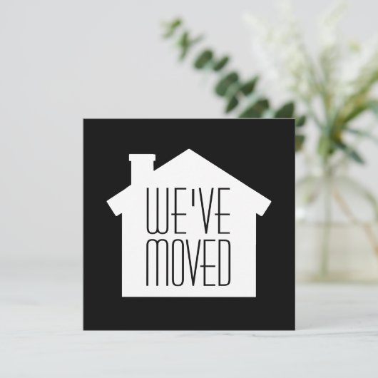 シンプル引っ越し祝いパーティーモダンパーティの招待状ブラック 招待状 (スタンド正面)