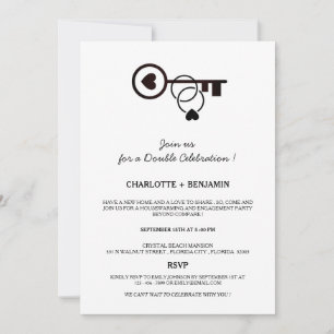 シンプル引っ越し祝いパーティー及び婚約パーティ 招待状