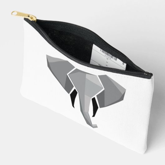 シンプル形状幾何学象の頭 アクセサリーポーチ (見開き)