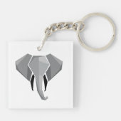 シンプル形状幾何学象の頭 キーホルダー (裏面)