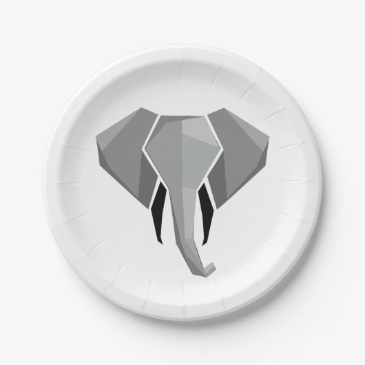 シンプル形状幾何学象の頭 ペーパープレート (正面)