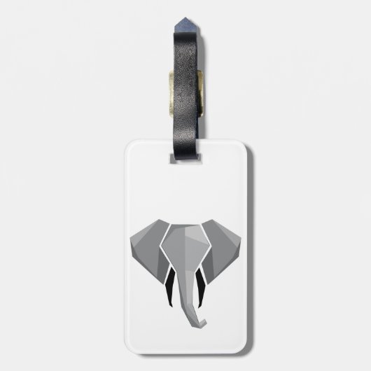 シンプル形状幾何学象の頭 ラゲッジタグ (裏面縦)