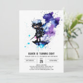 シンプル忍者カスタムボーイデジタル誕生日 招待状 (スタンド正面)