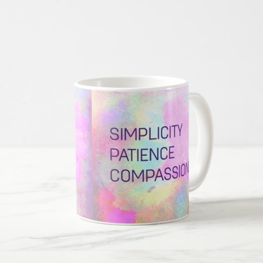 シンプル忍耐強い思感動的いやり コーヒーマグカップ (正面右)