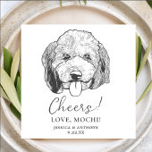 シンプル応援ドッグハンドスケッチ結婚ズ 縁ありカクテルナプキン