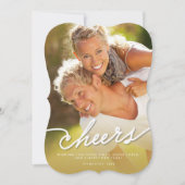 シンプル応援書道スクリプト金ゴールドグラデーション写真 シーズンカード (正面)