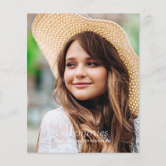 シンプル思い出の写真の葬儀の出席カード (裏面)