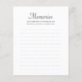 シンプル思い出の写真の葬儀の出席カード (正面)