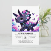 シンプル恐竜威厳のあるデジタル誕生日 招待状 (スタンド正面)