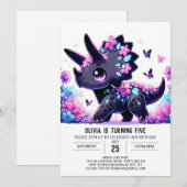 シンプル恐竜威厳のあるデジタル誕生日 招待状 (正面/裏面)