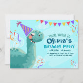 シンプル恐竜誕生日パーティーの招待状 招待状 (正面)