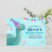 シンプル恐竜誕生日パーティーの招待状 招待状 (スタンド正面)