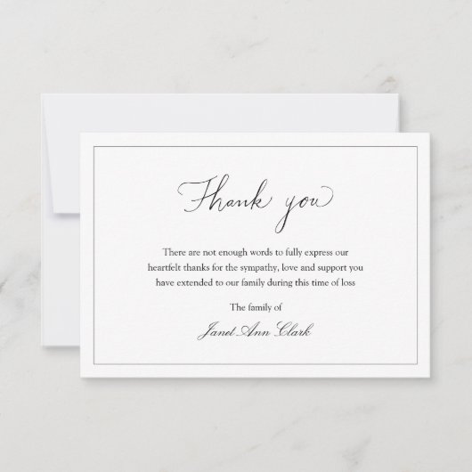 シンプル悔やみや弔慰お葬式 サンキューカード (正面)