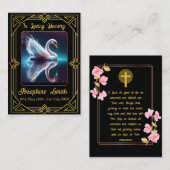 シンプル悔やみや弔慰エレガントメモリアルブラック祈りの言葉カード 名刺 (正面/裏面)