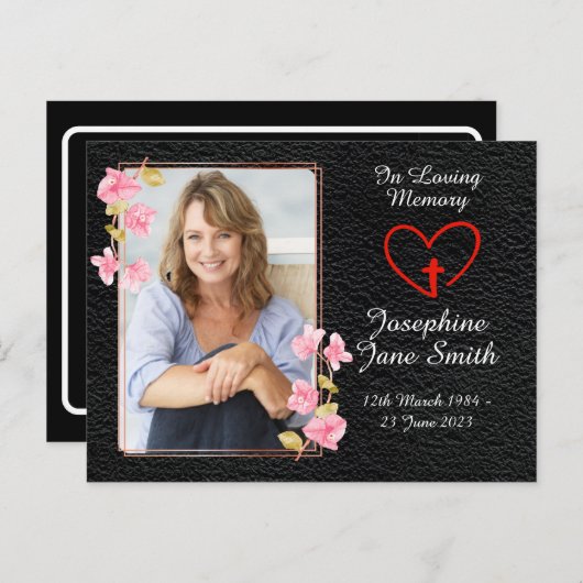 シンプル悔やみや弔慰エレガント記念写真祈りの言葉カード ポストカード (正面/裏面)