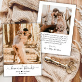 シンプル愛とスクリプ感謝していトのハート写真結婚の サンキューカード