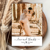 シンプル愛とスクリプ感謝していトのハート写真結婚の サンキューカード